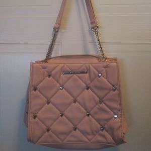 Betsey Johnson Heart Studded Quilted Shoulder Tote